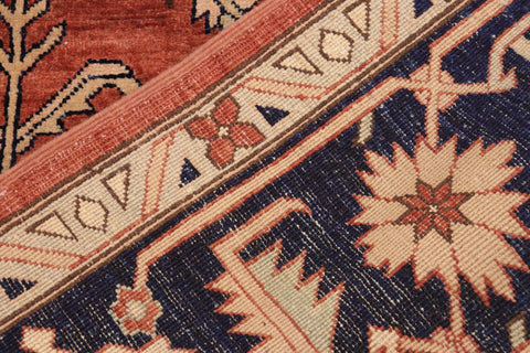 handmade Traditional Kafkaz Rust Blue Hand Knotted RECTANGLE 100% WOOL area rug 10' x 14'