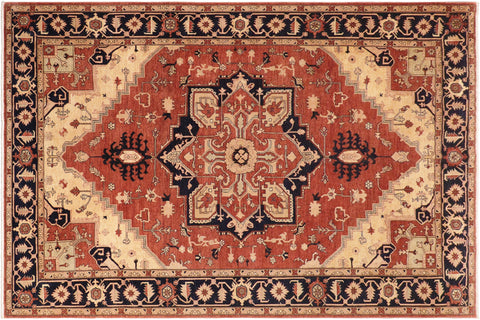 handmade Traditional Kafkaz Rust Blue Hand Knotted RECTANGLE 100% WOOL area rug 10' x 14'