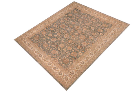 handmade Traditional Kafkaz Grayish Blu Tan Hand Knotted RECTANGLE 100% WOOL area rug 10x14