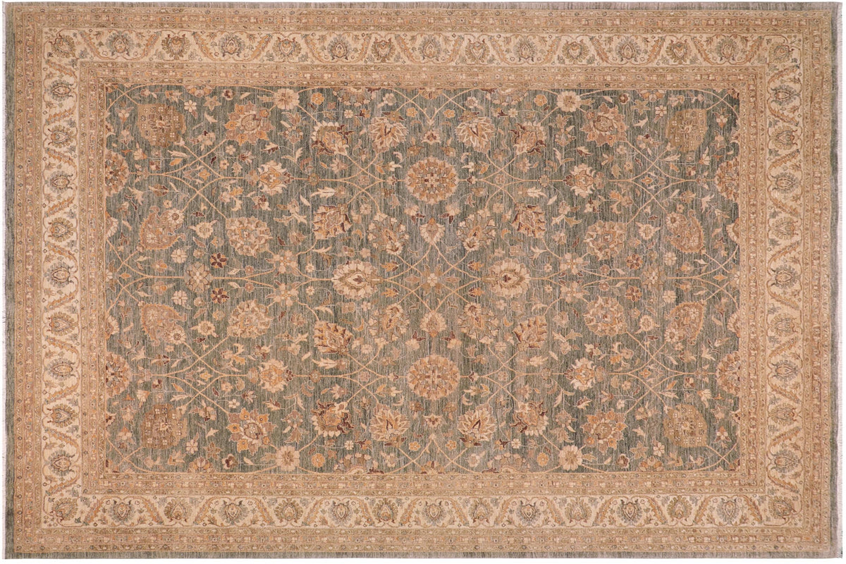 handmade Traditional Kafkaz Grayish Blu Tan Hand Knotted RECTANGLE 100% WOOL area rug 10x14