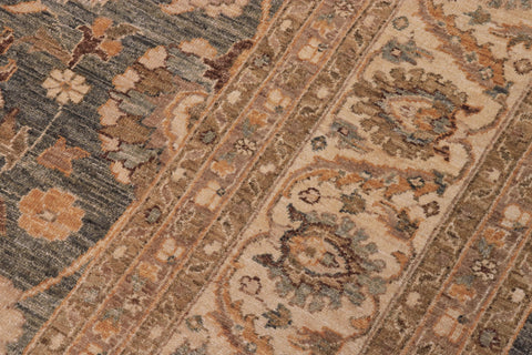 handmade Traditional Kafkaz Grayish Blu Tan Hand Knotted RECTANGLE 100% WOOL area rug 10x14
