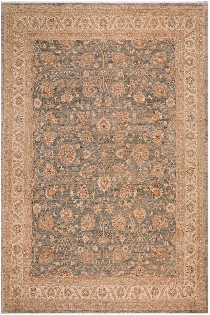 handmade Traditional Kafkaz Grayish Blu Tan Hand Knotted RECTANGLE 100% WOOL area rug 10X14