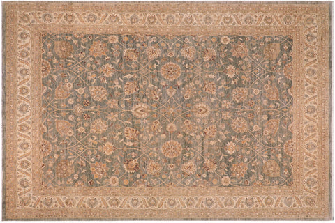 handmade Traditional Kafkaz Grayish Blu Tan Hand Knotted RECTANGLE 100% WOOL area rug 10x14