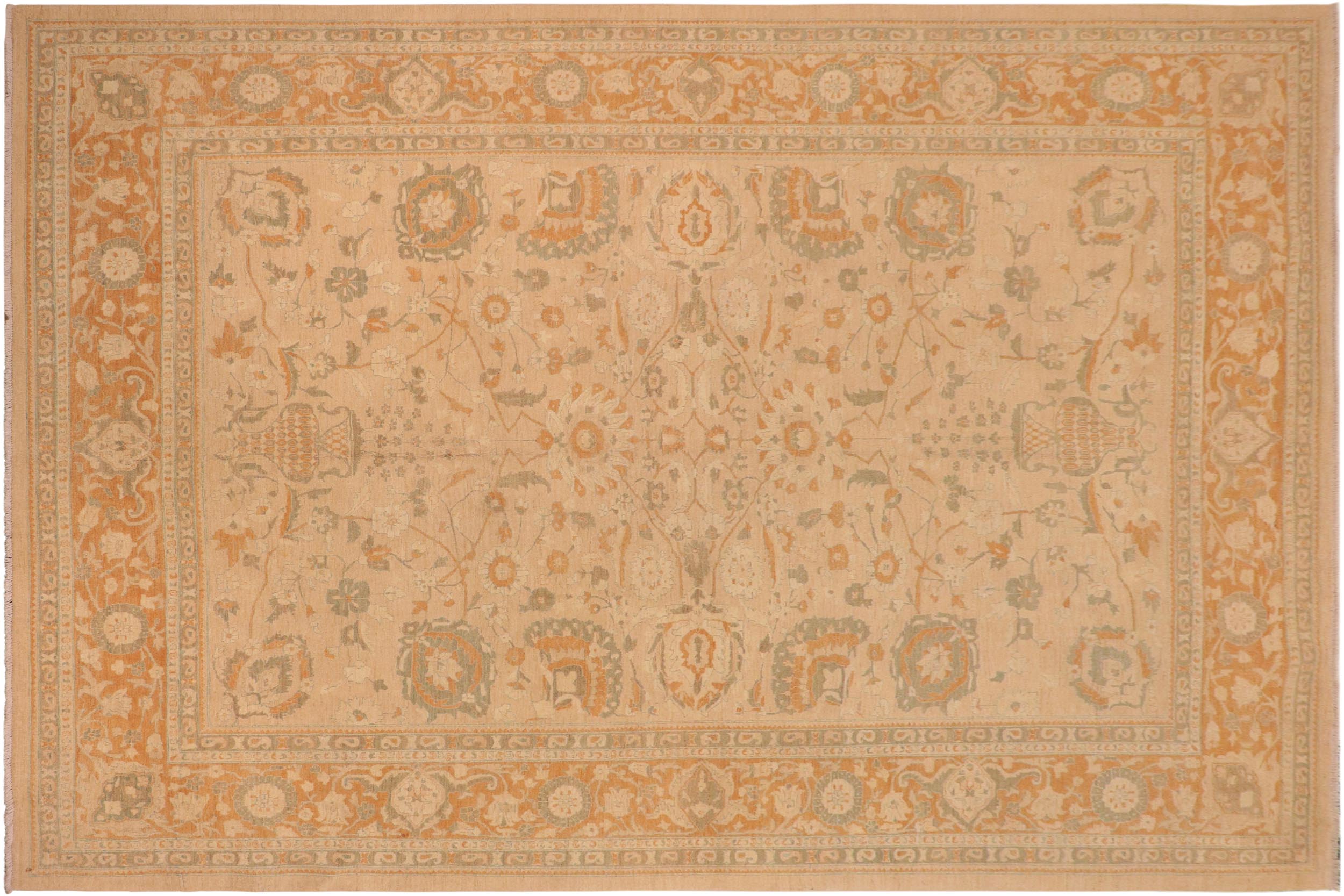 handmade Traditional Kafkaz Tan Rust Hand Knotted RECTANGLE 100% WOOL area rug 10x13
