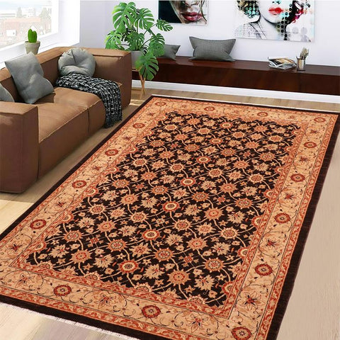 handmade Transitional Kafkaz Brown Beige Hand Knotted RECTANGLE 100% WOOL area rug 6X9