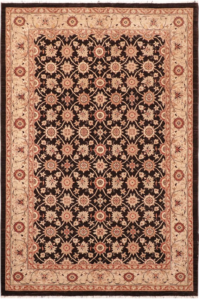 handmade Transitional Kafkaz Brown Beige Hand Knotted RECTANGLE 100% WOOL area rug 6X9