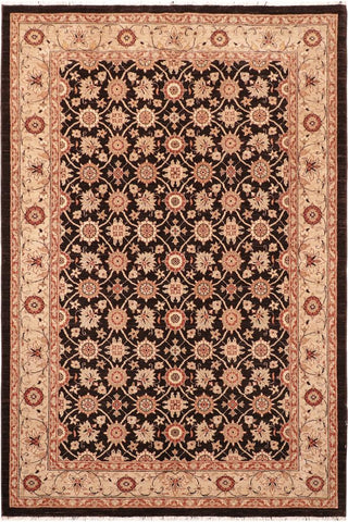 handmade Transitional Kafkaz Brown Beige Hand Knotted RECTANGLE 100% WOOL area rug 6X9