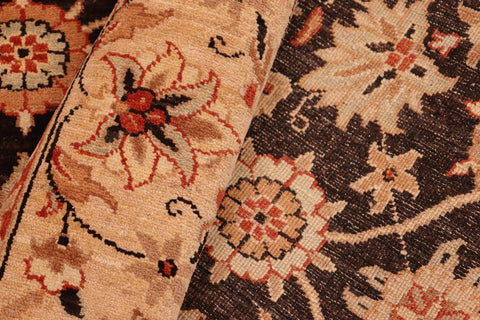 handmade Transitional Kafkaz Brown Beige Hand Knotted RECTANGLE 100% WOOL area rug 6X9