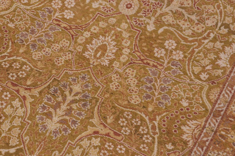 Semi-Antique Adam Matthew Green/Gold Wool Rug - 10'2''X10'2''