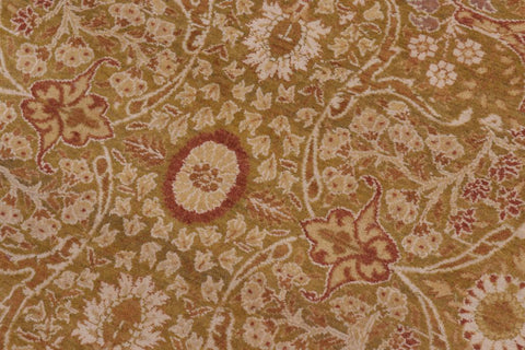 Semi-Antique Adam Matthew Green/Gold Wool Rug - 10'2''X10'2''