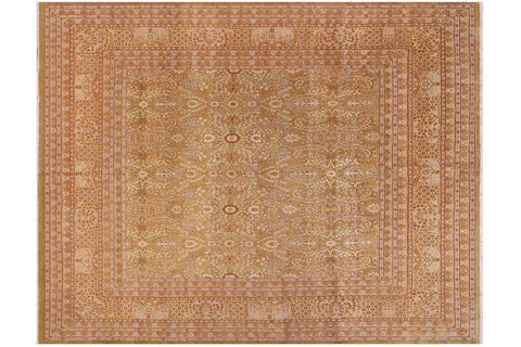 Traditional Adam Matthew Green Gold Hand Knotted Area rugs 10X10