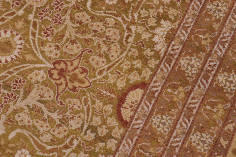 Semi-Antique Adam Matthew Green/Gold Wool Rug - 10'2''X10'2''