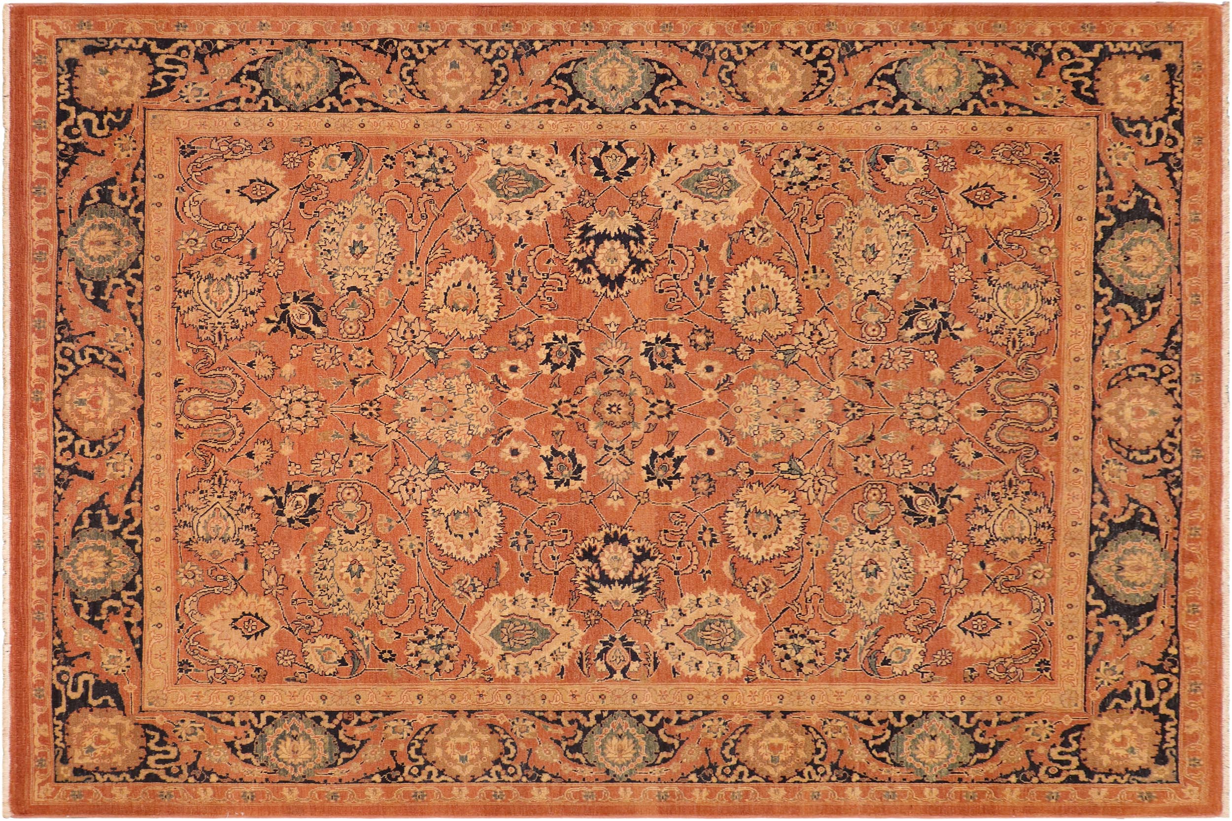 handmade Traditional Antique Rust Blue Hand Knotted RECTANGLE 100% WOOL area rug 8x9