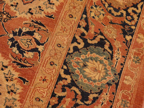 handmade Transitional Antique Rust Blue Hand Knotted RECTANGLE 100% WOOL area rug 8x9