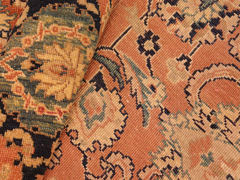 handmade Transitional Antique Rust Blue Hand Knotted RECTANGLE 100% WOOL area rug 8x9