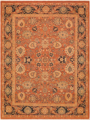 handmade Transitional Antique Rust Blue Hand Knotted RECTANGLE 100% WOOL area rug 8x9