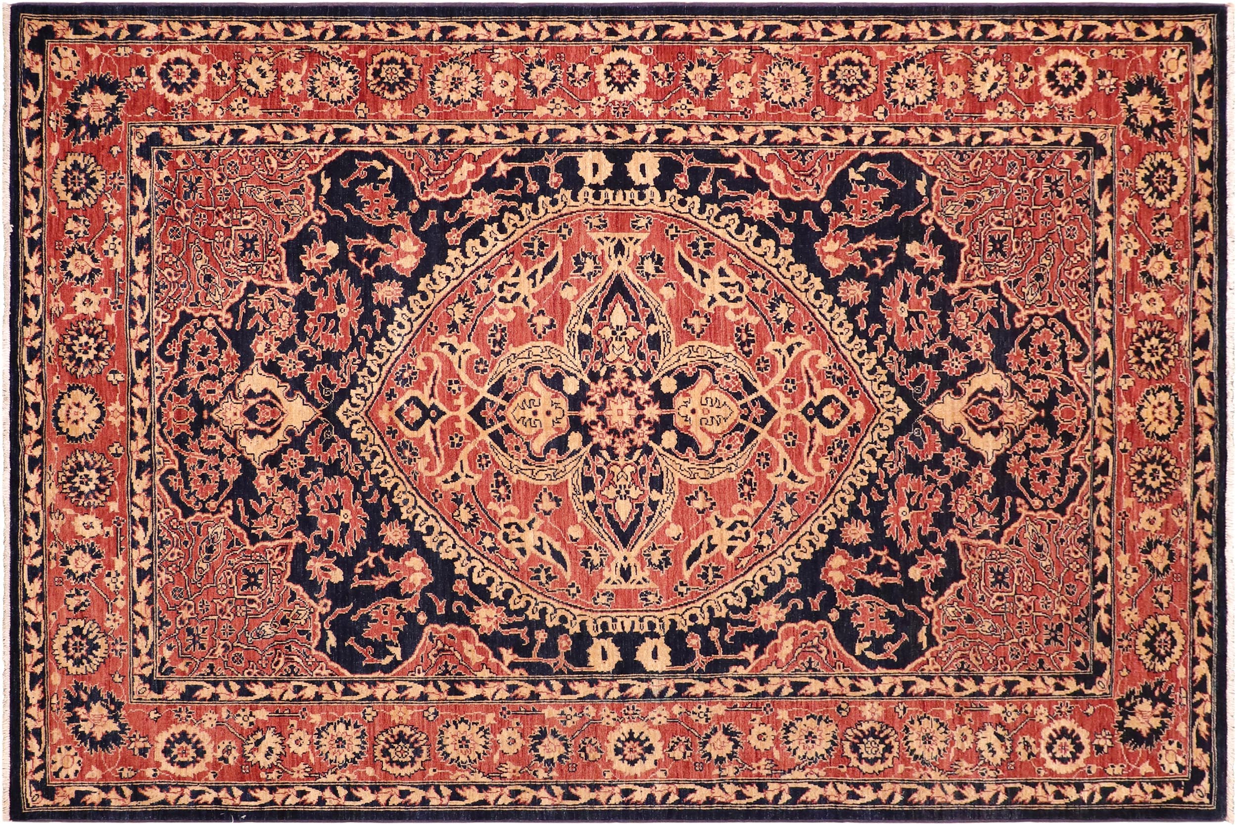 handmade Traditional Kafkaz Blue Orange Hand Knotted RECTANGLE 100% WOOL area rug 6' x 9'