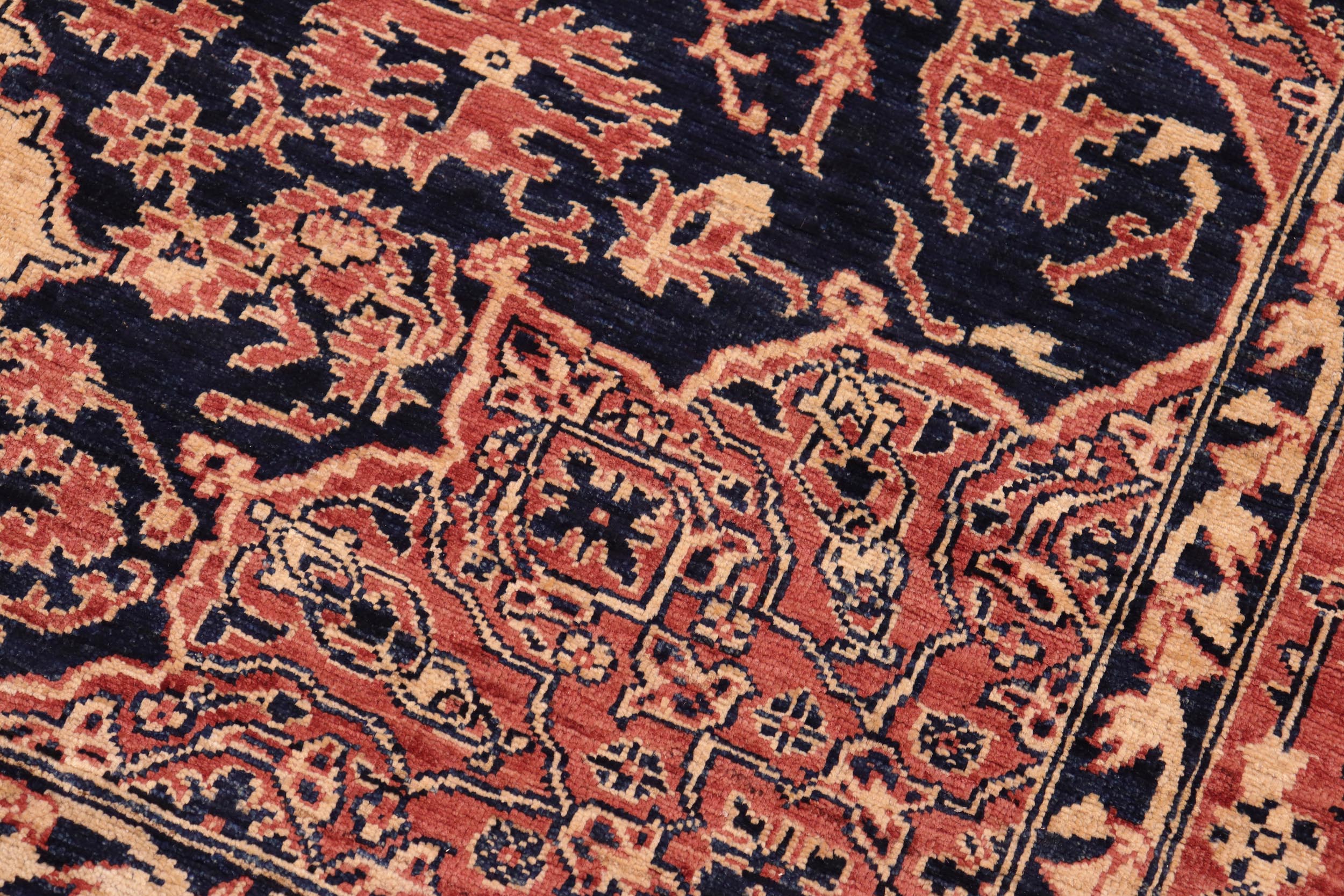 handmade Traditional Kafkaz Blue Orange Hand Knotted RECTANGLE 100% WOOL area rug 6' x 9'