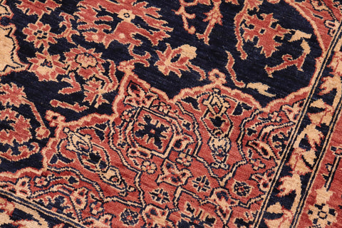 handmade Traditional Kafkaz Blue Orange Hand Knotted RECTANGLE 100% WOOL area rug 6' x 9'