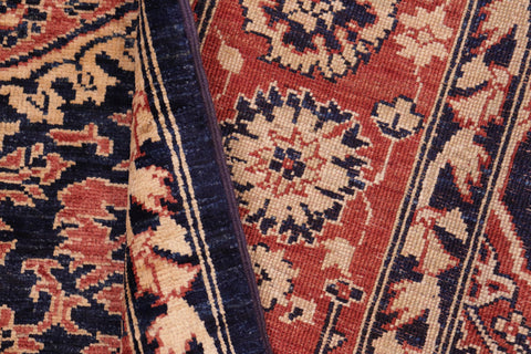 handmade Traditional Kafkaz Blue Orange Hand Knotted RECTANGLE 100% WOOL area rug 6' x 9'