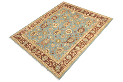 handmade Traditional Kafkaz Blue Brown Hand Knotted RECTANGLE 100% WOOL area rug 8x10