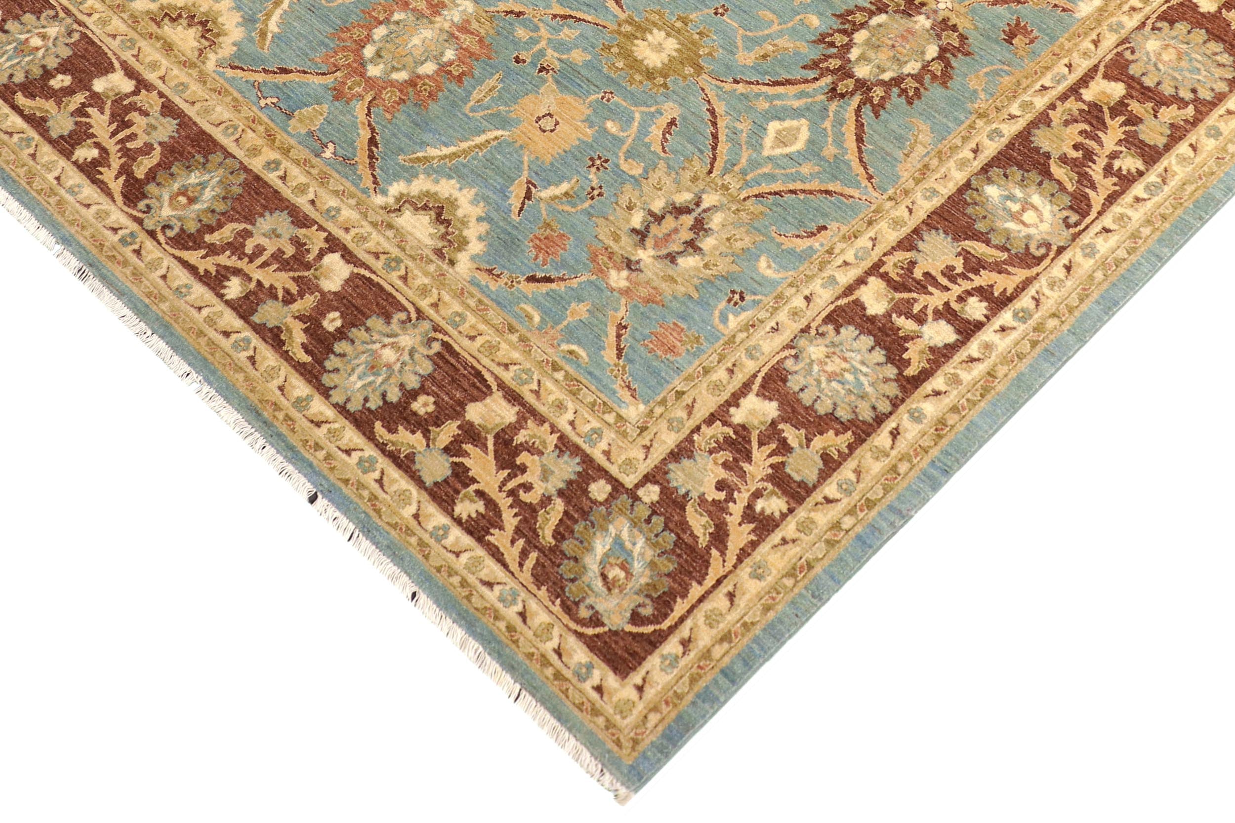 handmade Traditional Kafkaz Blue Brown Hand Knotted RECTANGLE 100% WOOL area rug 8x10
