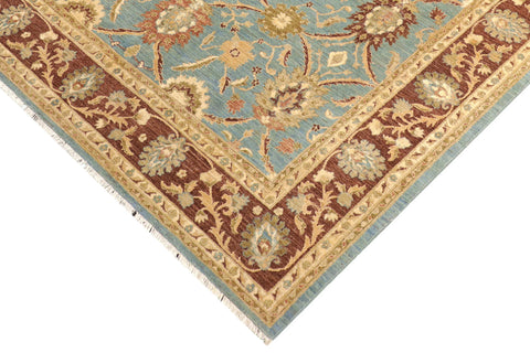 handmade Traditional Kafkaz Blue Brown Hand Knotted RECTANGLE 100% WOOL area rug 8x10
