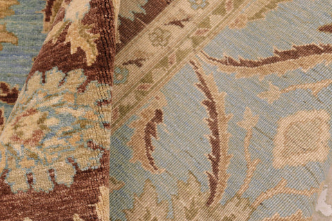handmade Traditional Kafkaz Blue Brown Hand Knotted RECTANGLE 100% WOOL area rug 8x10