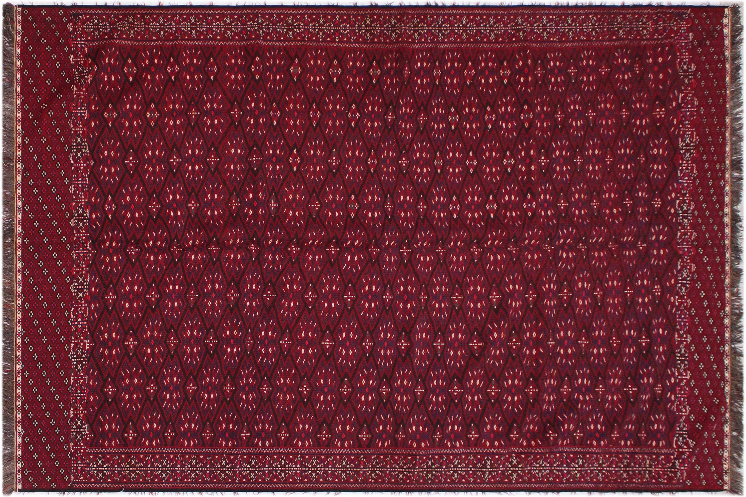 handmade Geometric Soumakh Red Ivory Hand-Woven RECTANGLE 100% WOOL area rug 6x12