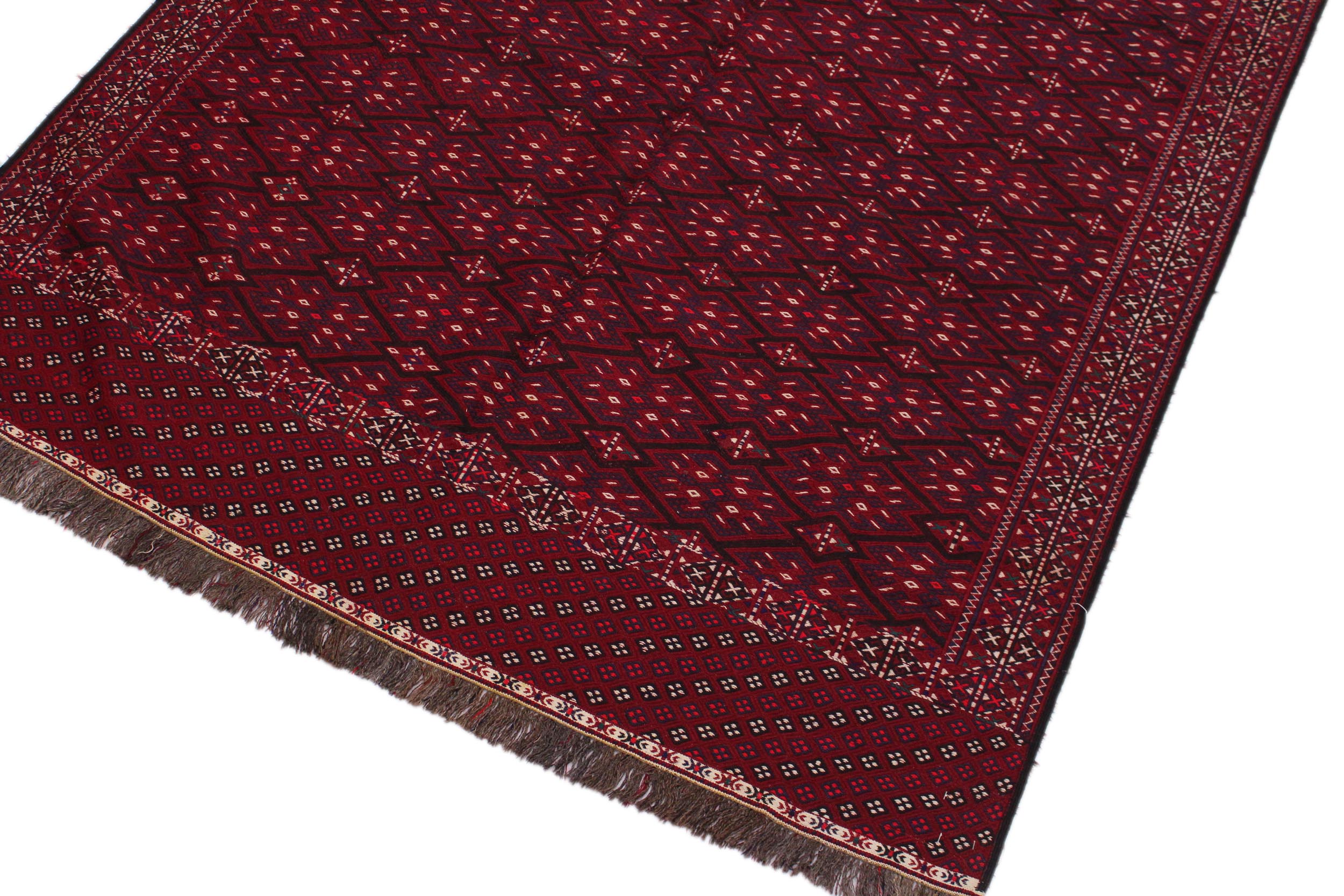 handmade Geometric Soumakh Red Ivory Hand-Woven RECTANGLE 100% WOOL area rug 6x12