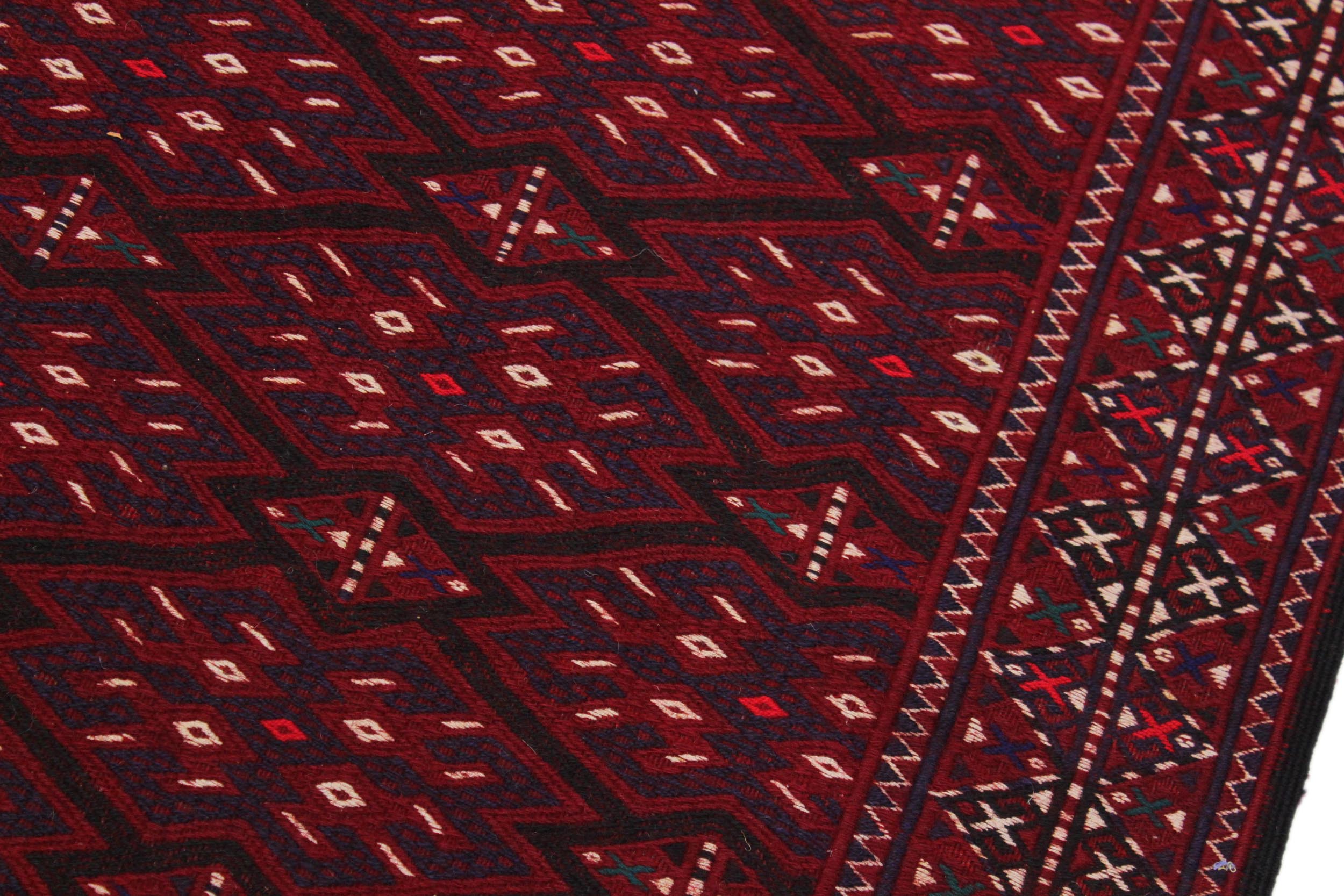 handmade Geometric Soumakh Red Ivory Hand-Woven RECTANGLE 100% WOOL area rug 6x12