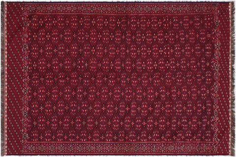 handmade Geometric Soumakh Red Ivory Hand-Woven RECTANGLE 100% WOOL area rug 6x12
