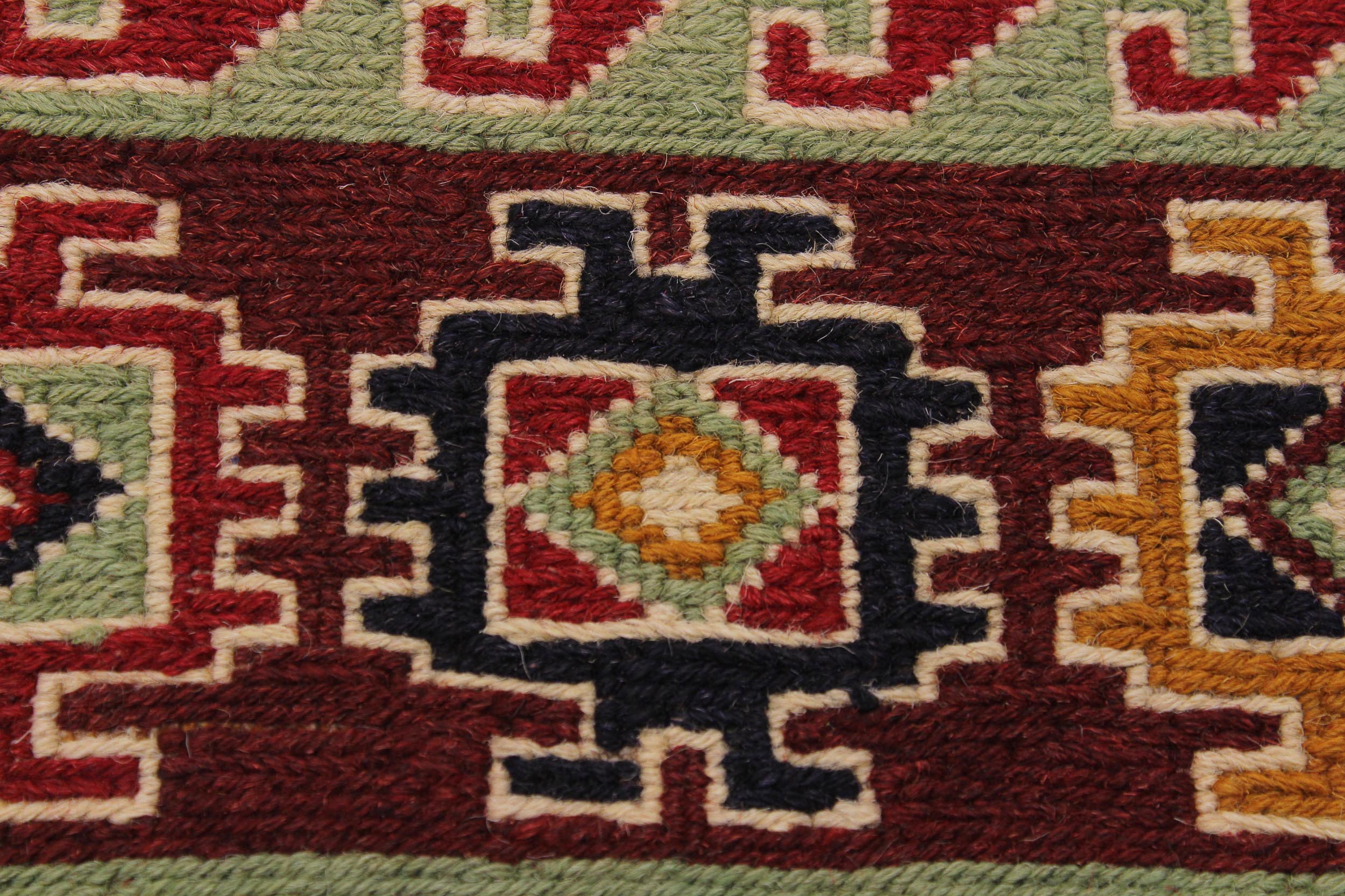 handmade Geometric Soumakh Red Green Hand-Woven RECTANGLE 100% WOOL area rug 5 x 7