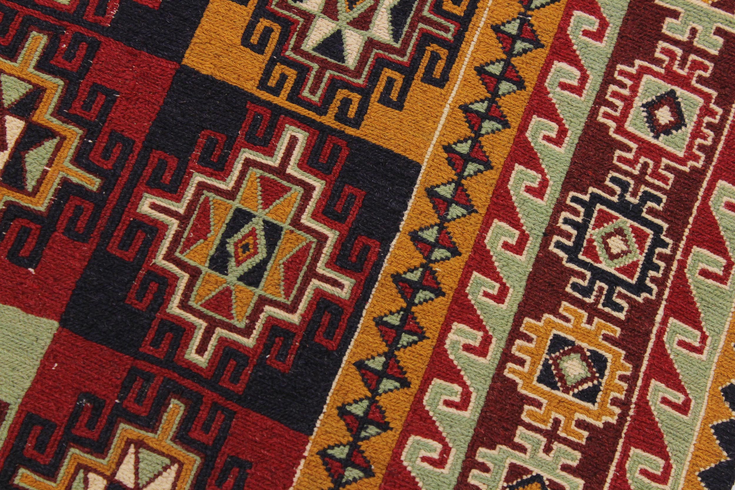 handmade Geometric Soumakh Red Green Hand-Woven RECTANGLE 100% WOOL area rug 5 x 7