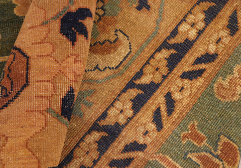 handmade Traditional Antique Green Tan Hand-Woven RECTANGLE 100% WOOL area rug 7x10