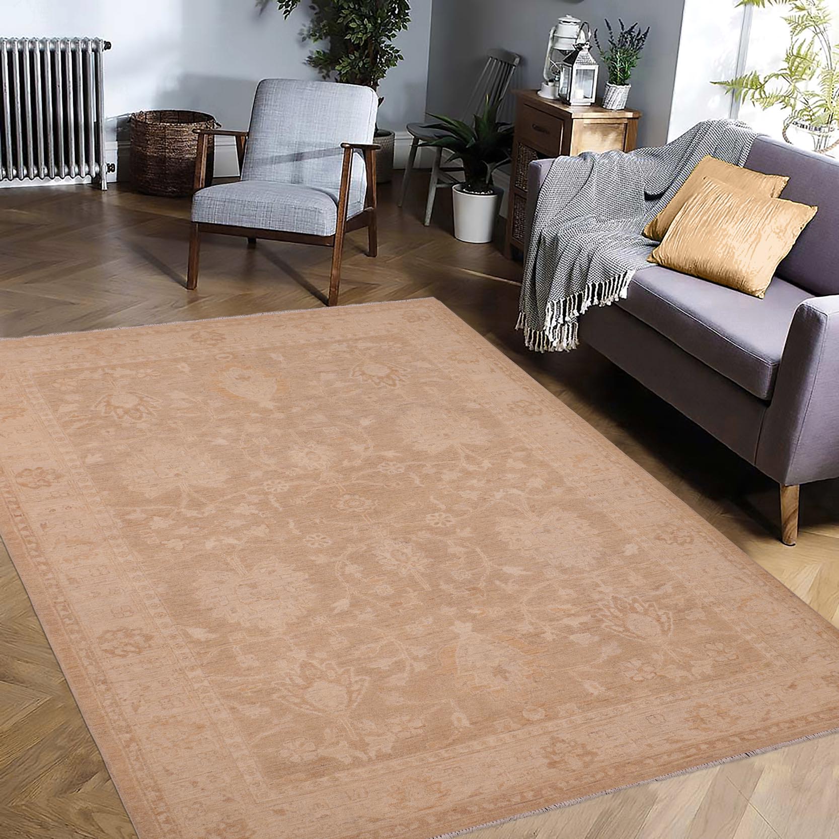 handmade Traditional Kafkaz Brown Tan Hand Knotted RECTANGLE 100% WOOL area rug 6x9