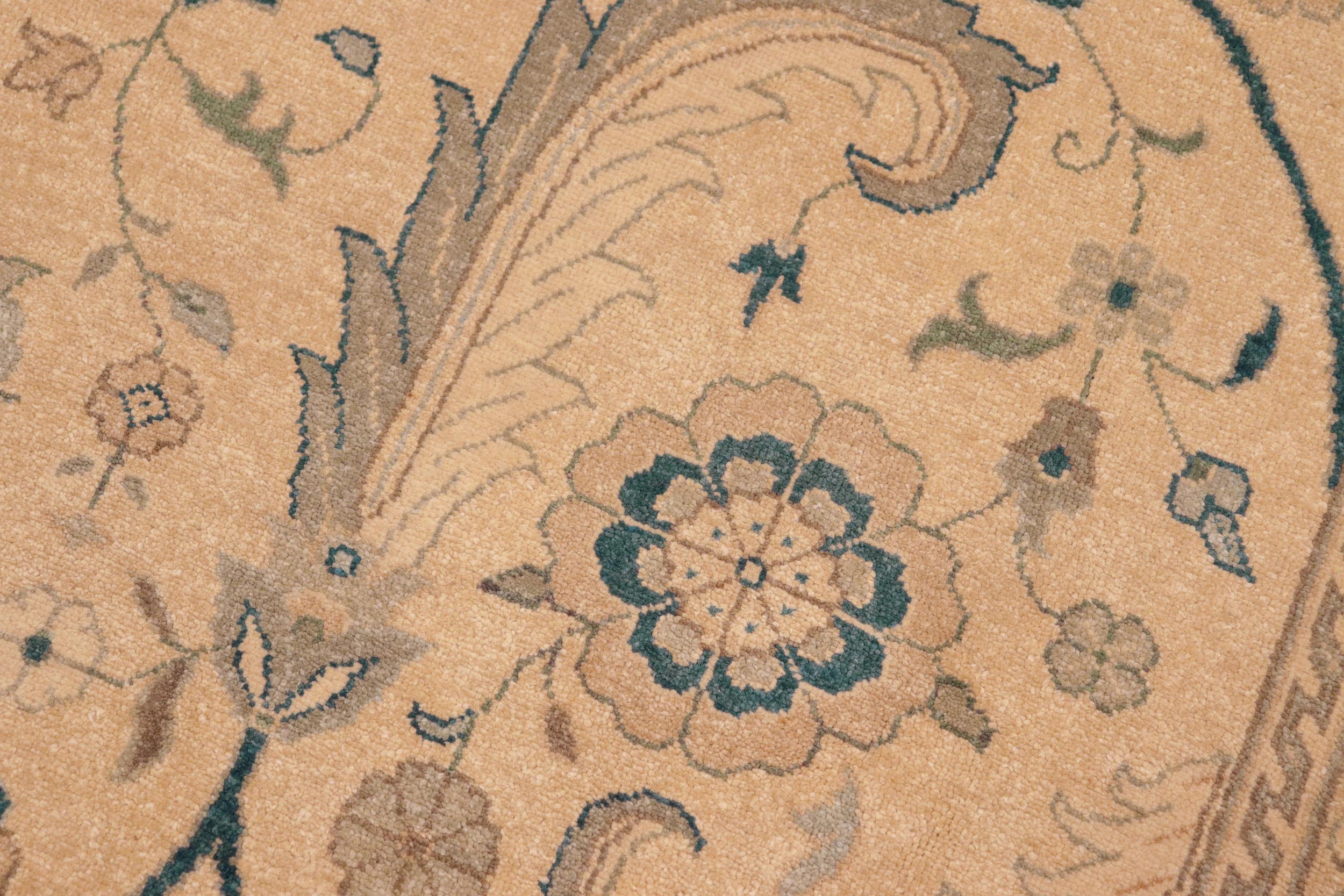 handmade Traditional  Beige Green Hand Knotted RECTANGLE 100% WOOL area rug 8x10