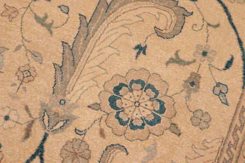 handmade Traditional  Beige Green Hand Knotted RECTANGLE 100% WOOL area rug 8x10