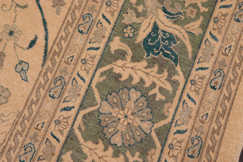 handmade Traditional  Beige Green Hand Knotted RECTANGLE 100% WOOL area rug 8x10