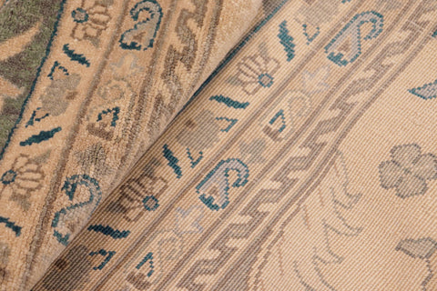 handmade Traditional  Beige Green Hand Knotted RECTANGLE 100% WOOL area rug 8x10