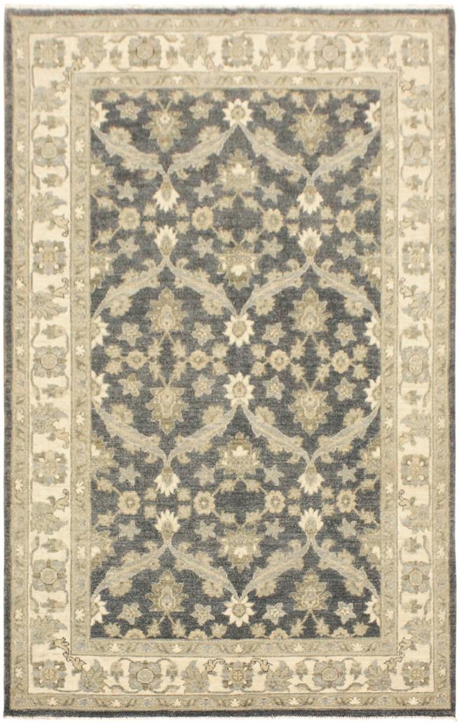handmade Transitional Kafkaz Charcoal Blue Hand Knotted RECTANGLE 100% WOOL area rug 4X6