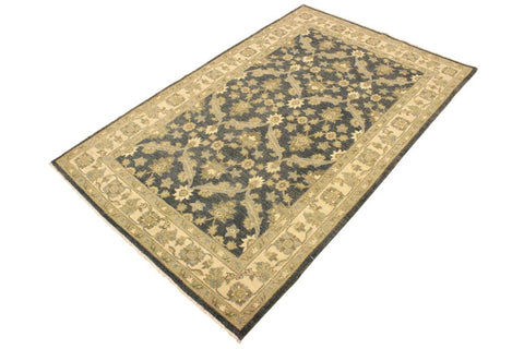 handmade Transitional Kafkaz Charcoal Blue Hand Knotted RECTANGLE 100% WOOL area rug 4X6