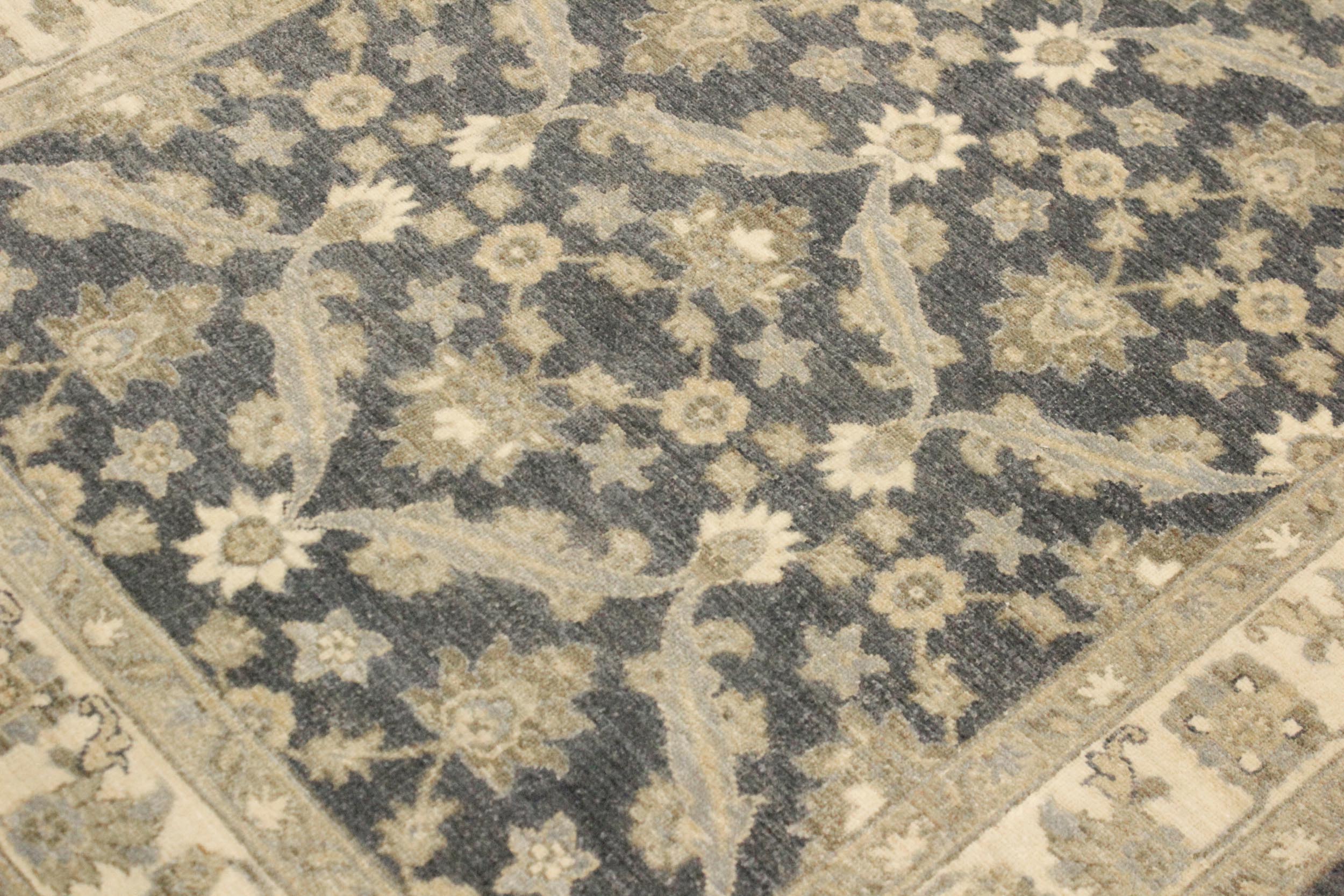 handmade Transitional Kafkaz Charcoal Blue Hand Knotted RECTANGLE 100% WOOL area rug 4' x 6'