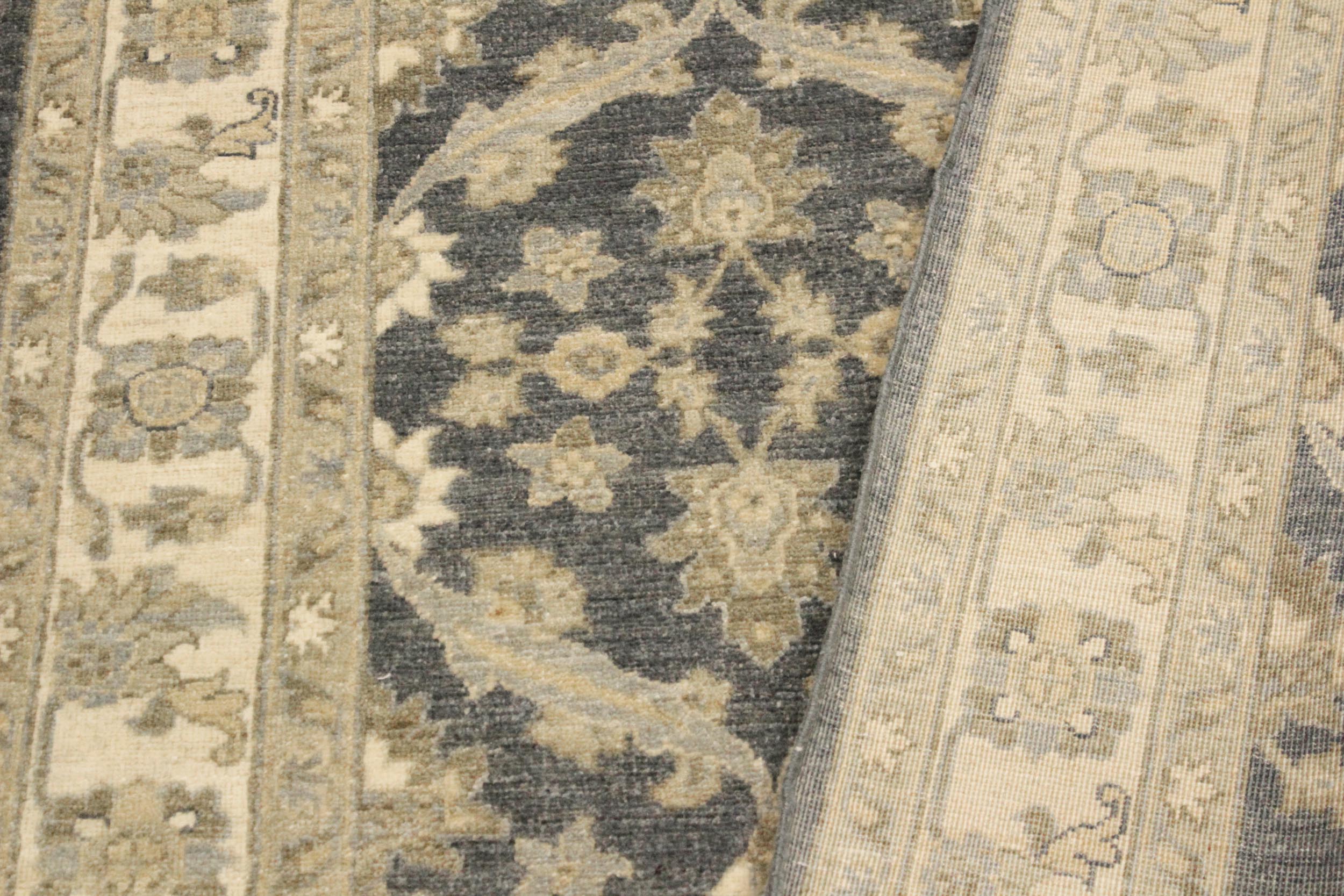 handmade Transitional Kafkaz Charcoal Blue Hand Knotted RECTANGLE 100% WOOL area rug 4' x 6'