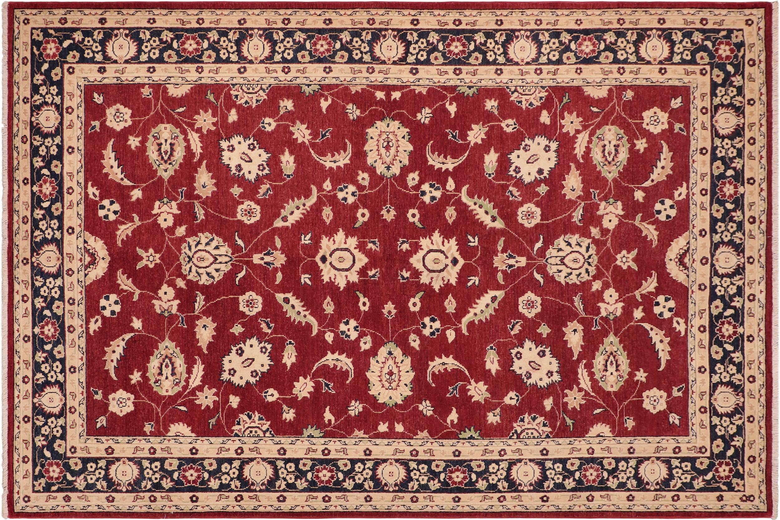 handmade Traditional Kafkaz Red Blue Hand Knotted RECTANGLE 100% WOOL area rug 6x9