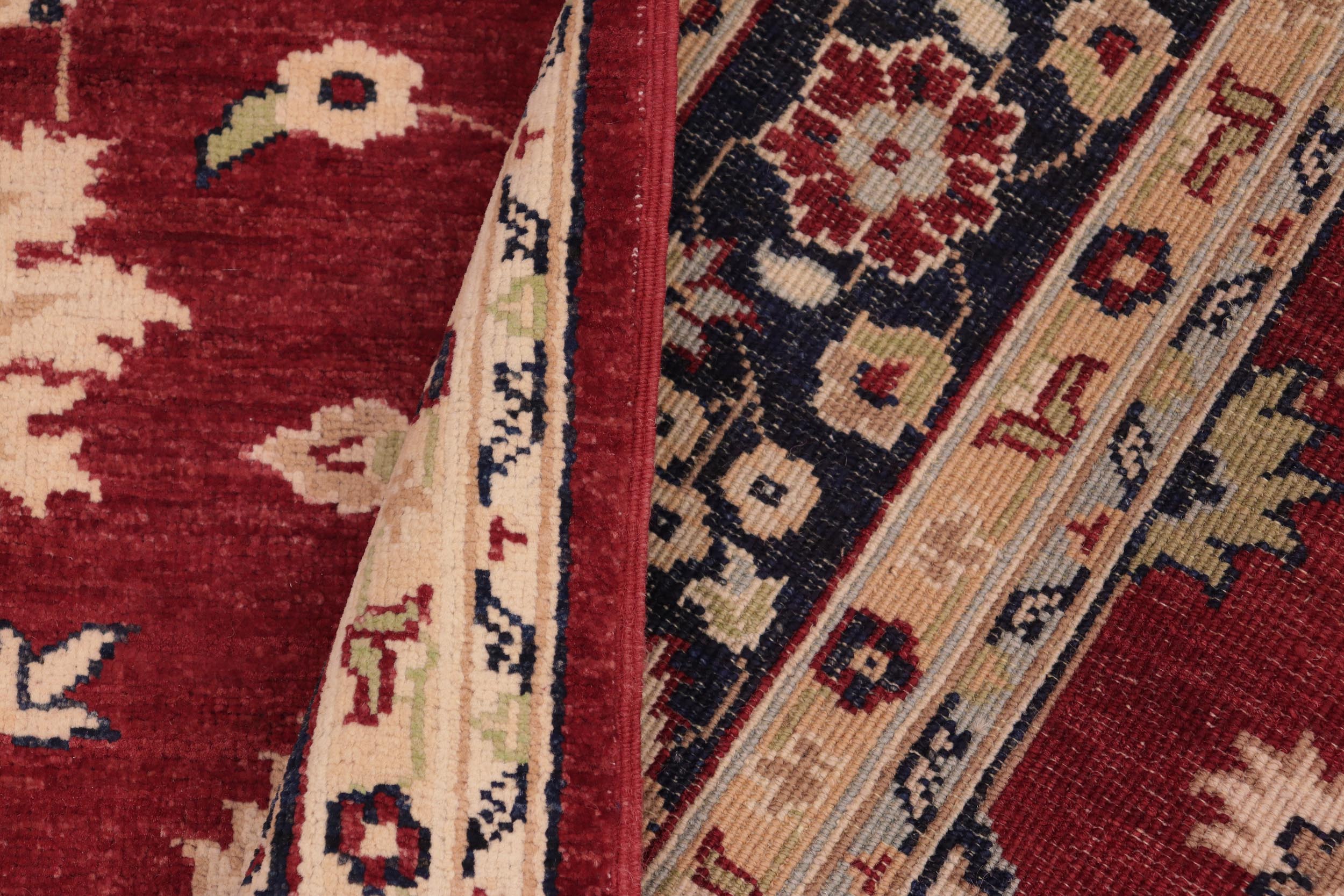 handmade Traditional Kafkaz Red Blue Hand Knotted RECTANGLE 100% WOOL area rug 6x9