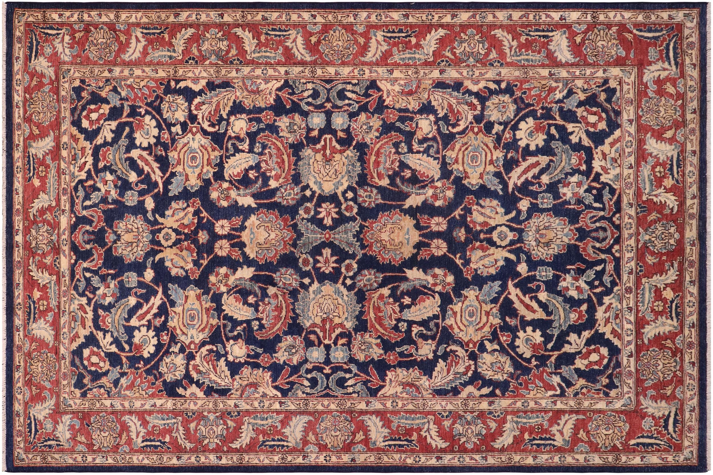 handmade Traditional Kafkaz Blue  Hand Knotted RECTANGLE 100% WOOL area rug 6x9