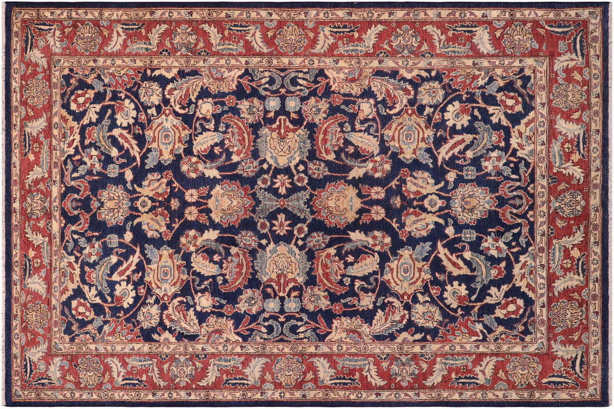 handmade Traditional Kafkaz Blue  Hand Knotted RECTANGLE 100% WOOL area rug 6x9