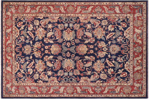 handmade Traditional Kafkaz Blue  Hand Knotted RECTANGLE 100% WOOL area rug 6x9