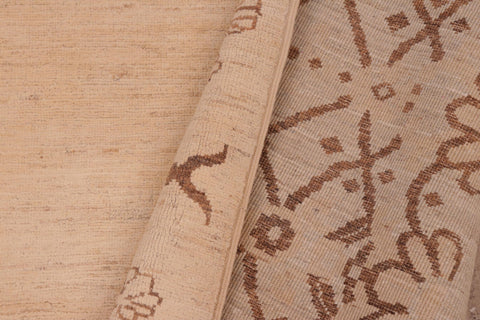 handmade Modern Kafkaz Tan Brown Hand Knotted RECTANGLE 100% WOOL area rug 6' x 9'